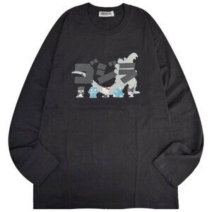 NEW Sanrio x Godzilla Character Charcoal Long Sleeve Tee